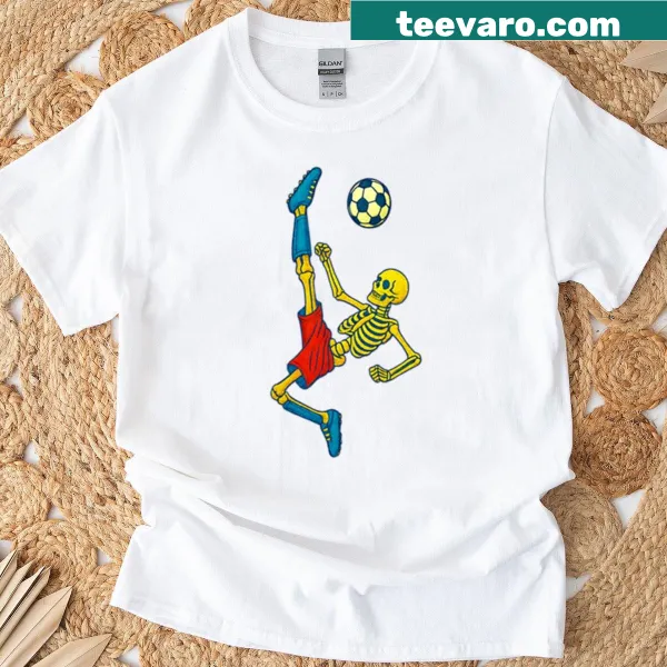 Playful Halloween-themed soccer design on a seasonal t-shirt