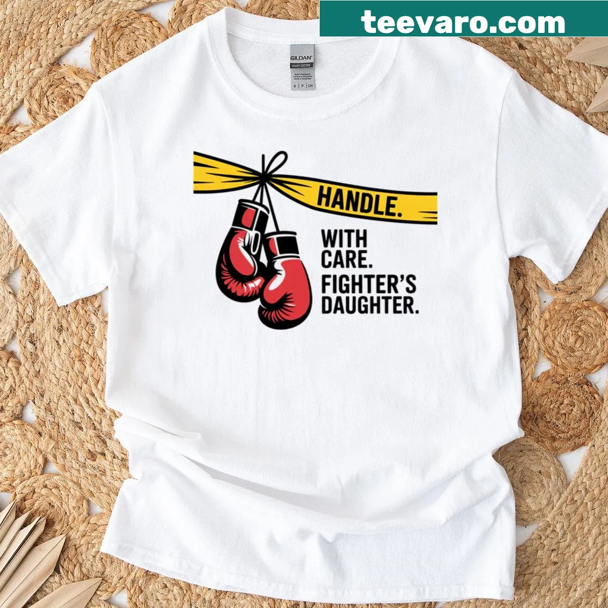T-shirt with the phrase 'Handle With Care' for fighters' daughters — on a men's t-shirt