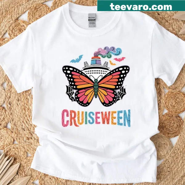 Halloween t-shirt with a playful pumpkin design and 'Cruiseween' text