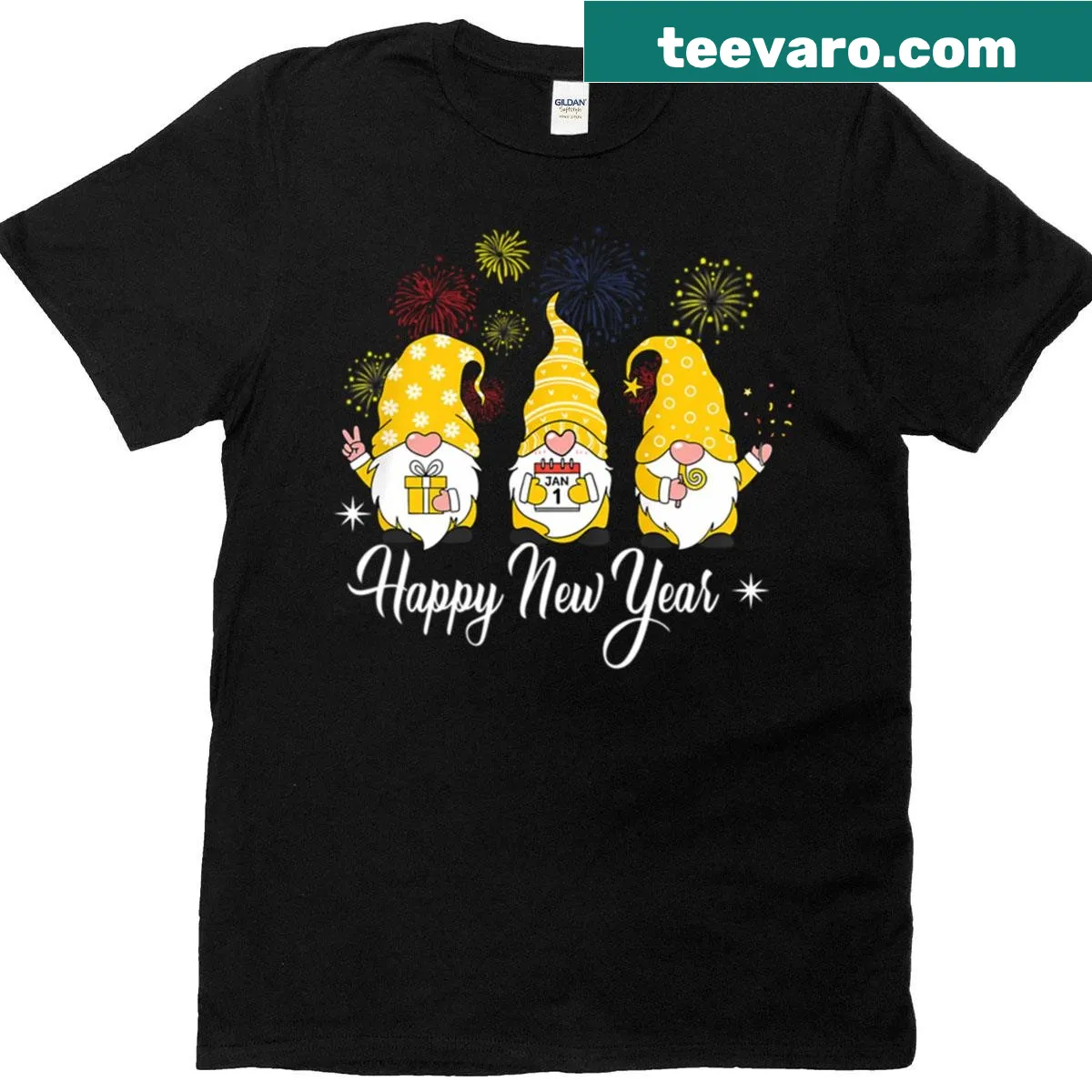 New Year gnomes design for family matching t-shirt — on a men's t-shirt