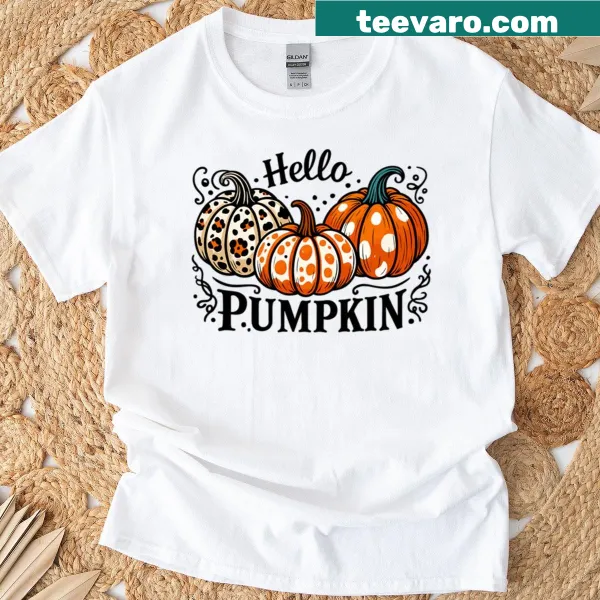 Three polka dot pumpkins in a whimsical autumn design