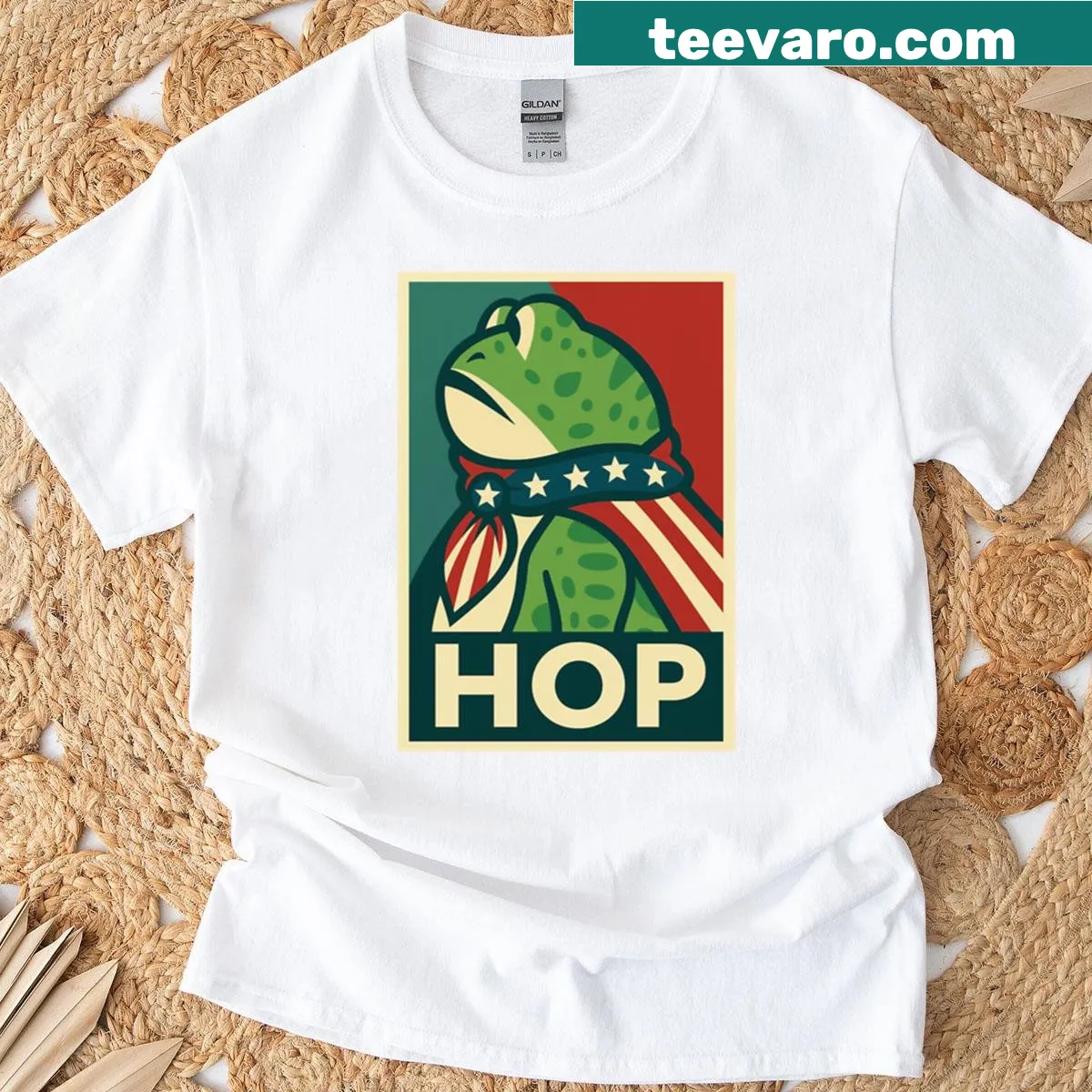 Illustrative frog design on a t-shirt supporting resistance — on a men's t-shirt