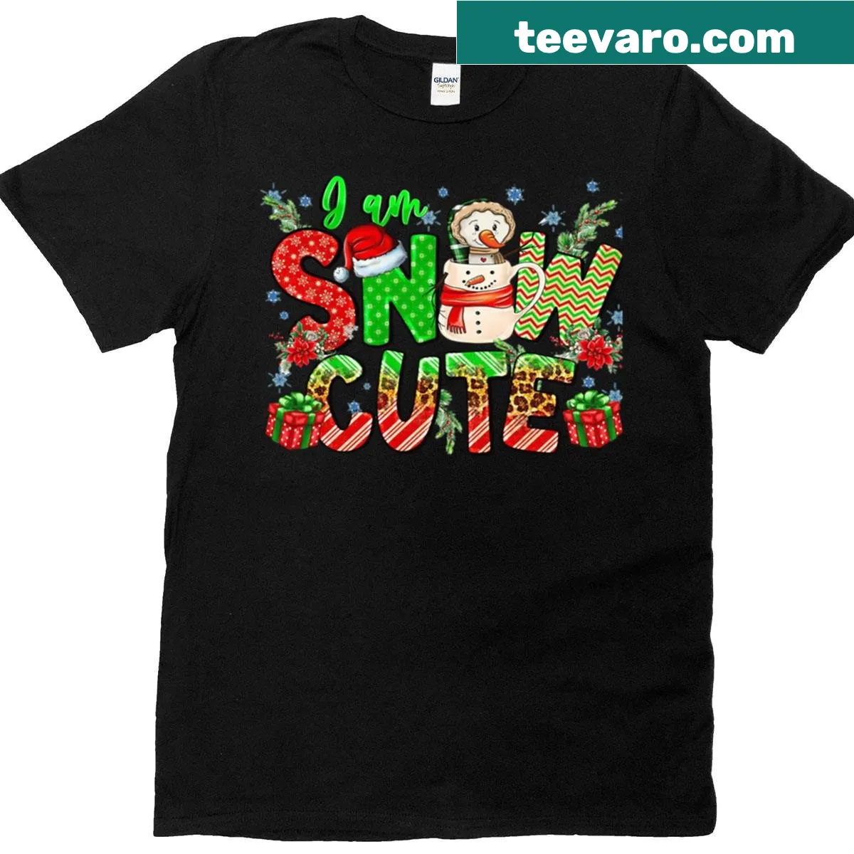Cute snowman t-shirt with funny text for kids — on a men's t-shirt