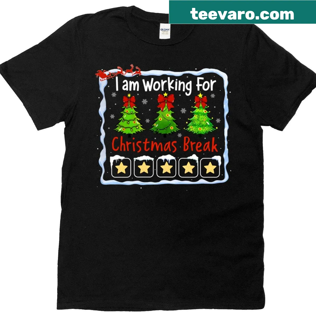 Text-based design with the phrase 'I Am Working For Christmas Break' — on a men's t-shirt