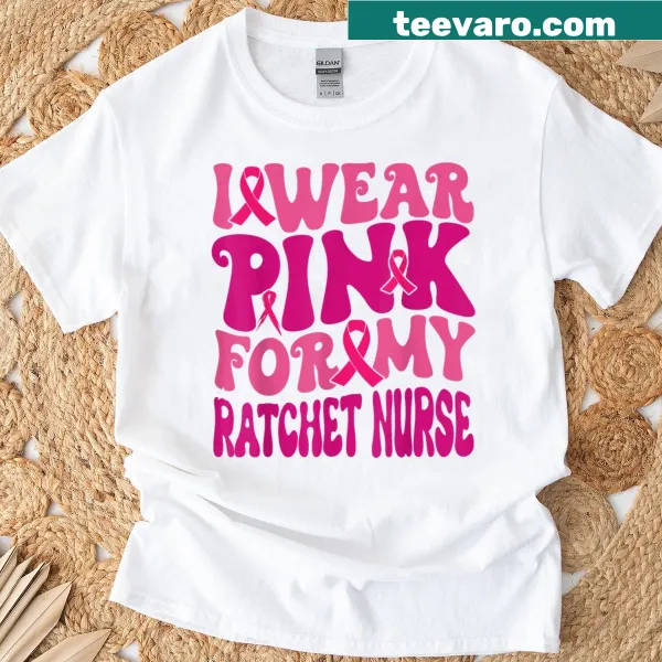 Illustration of a ratchet nurse and pink ribbons supporting breast cancer awareness