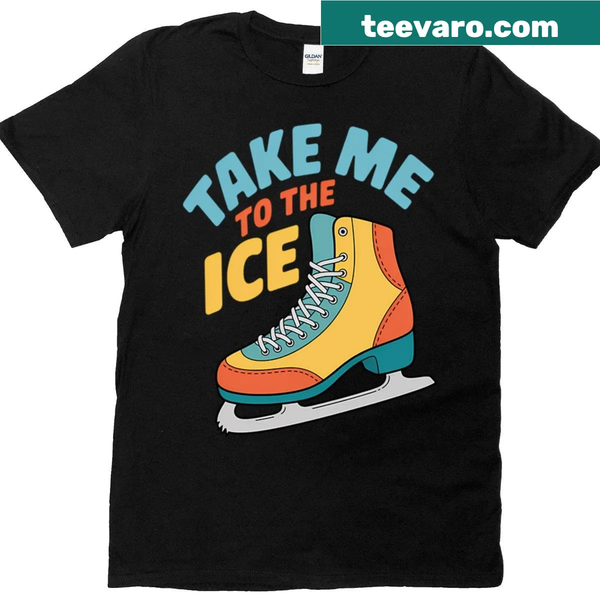 Funny ice skating graphic with a playful skater — on a men's t-shirt