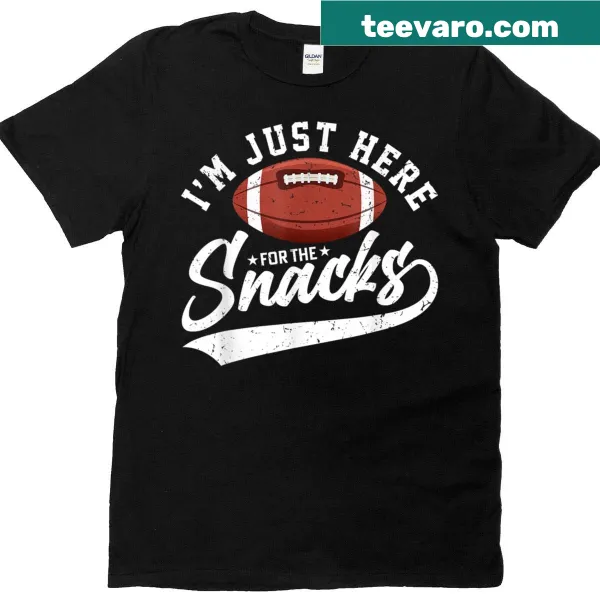 Playful football shirt stating 'I'm Just Here For The Snacks'