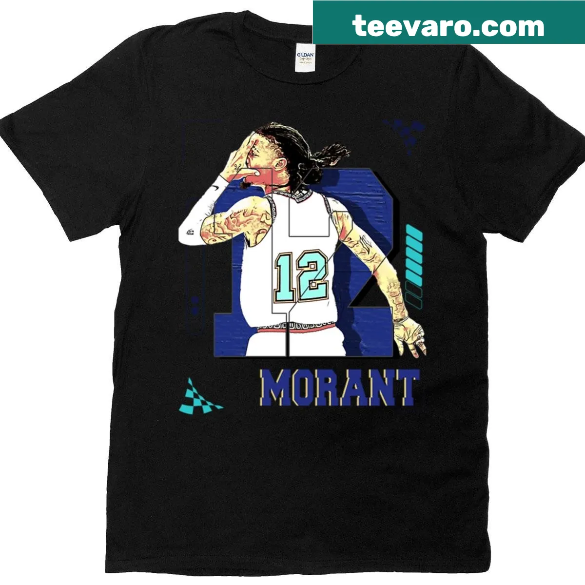 T-shirt featuring Ja Morant in dynamic basketball action — on a men's t-shirt