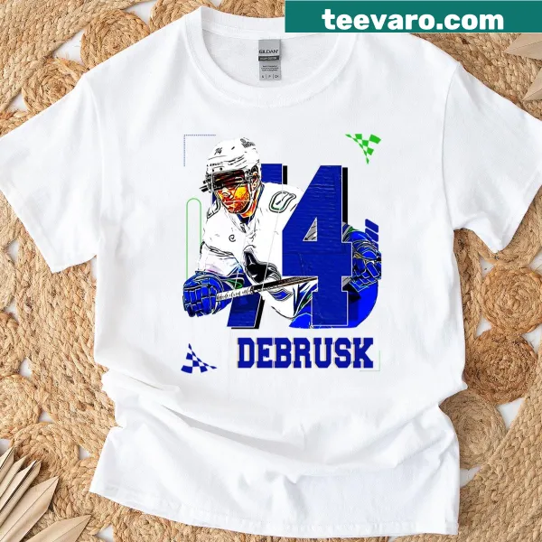 Illustration of Jake Debrusk in action on a hockey t-shirt