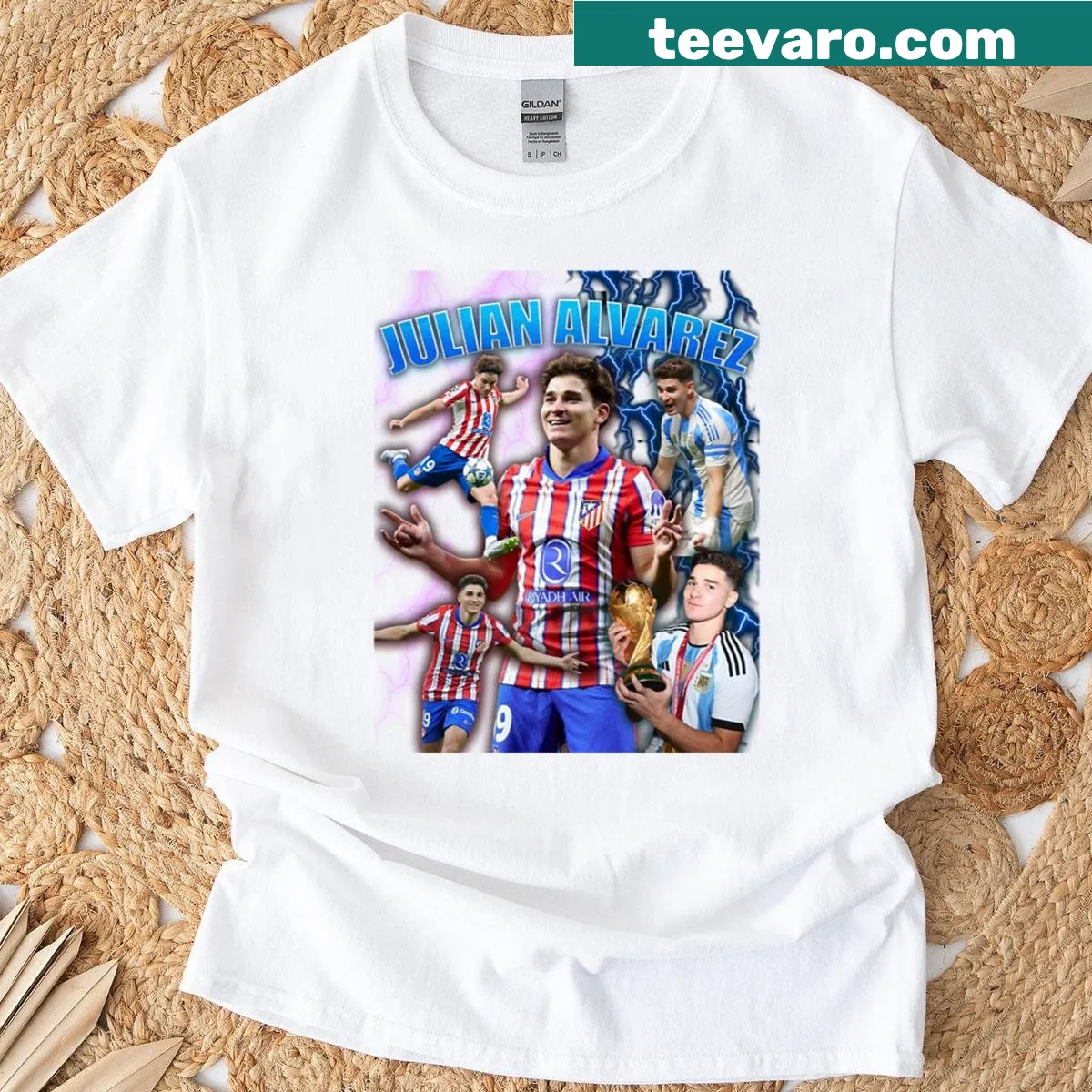 Vintage fan art T-shirt of Julian Alvarez — on a men's t-shirt