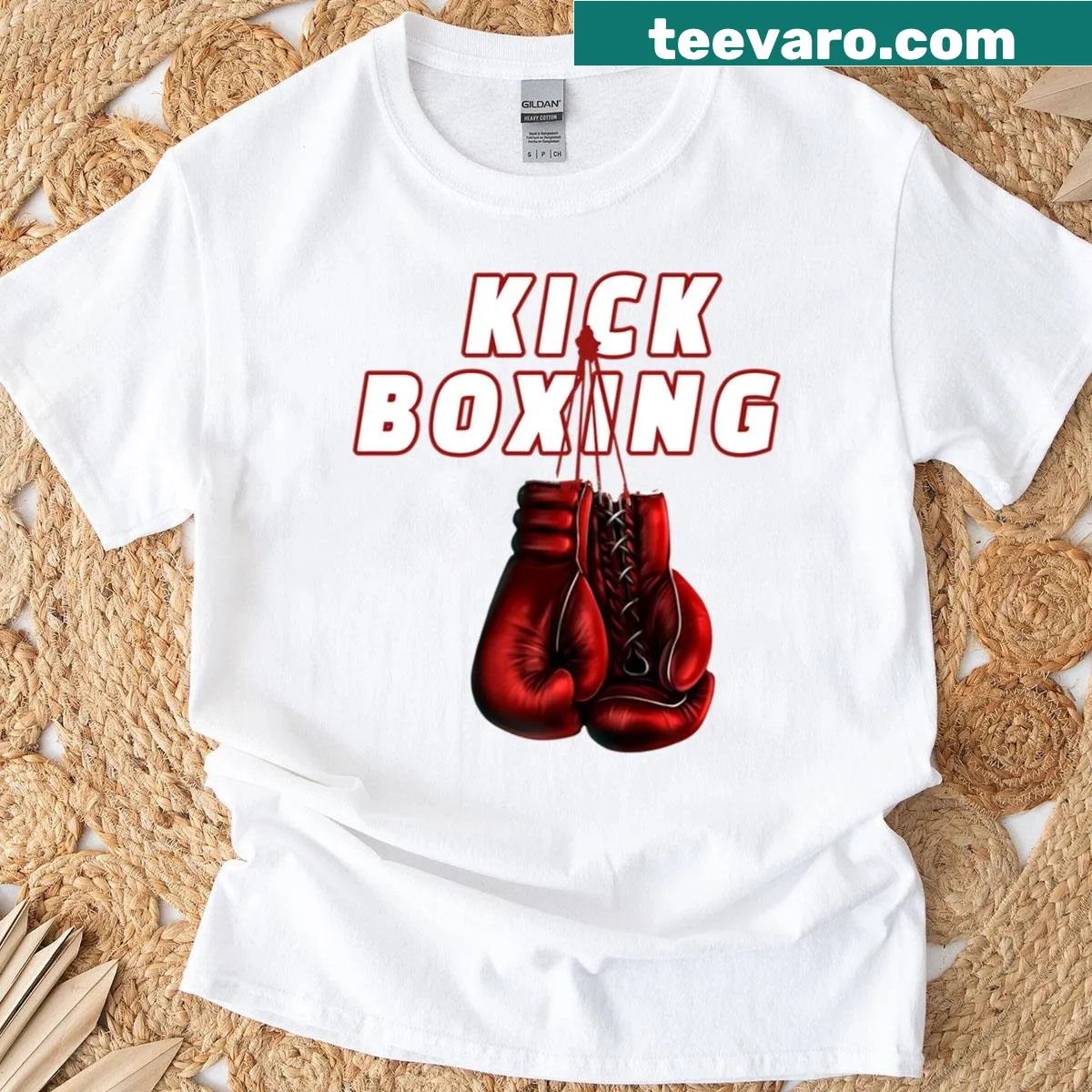 Motivational kickboxing design on athletic T-shirt — on a men's t-shirt