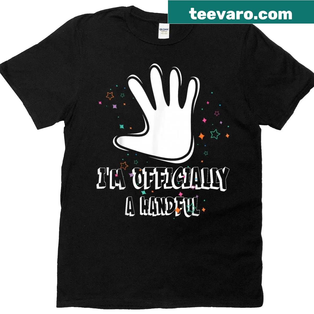 Birthday T-shirt for kids featuring 'I'm Officially A Handful' text — on a men's t-shirt