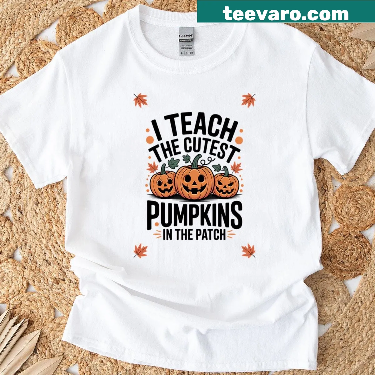 T-shirt featuring cute pumpkins designed for kindergarten teachers. — on a men's t-shirt