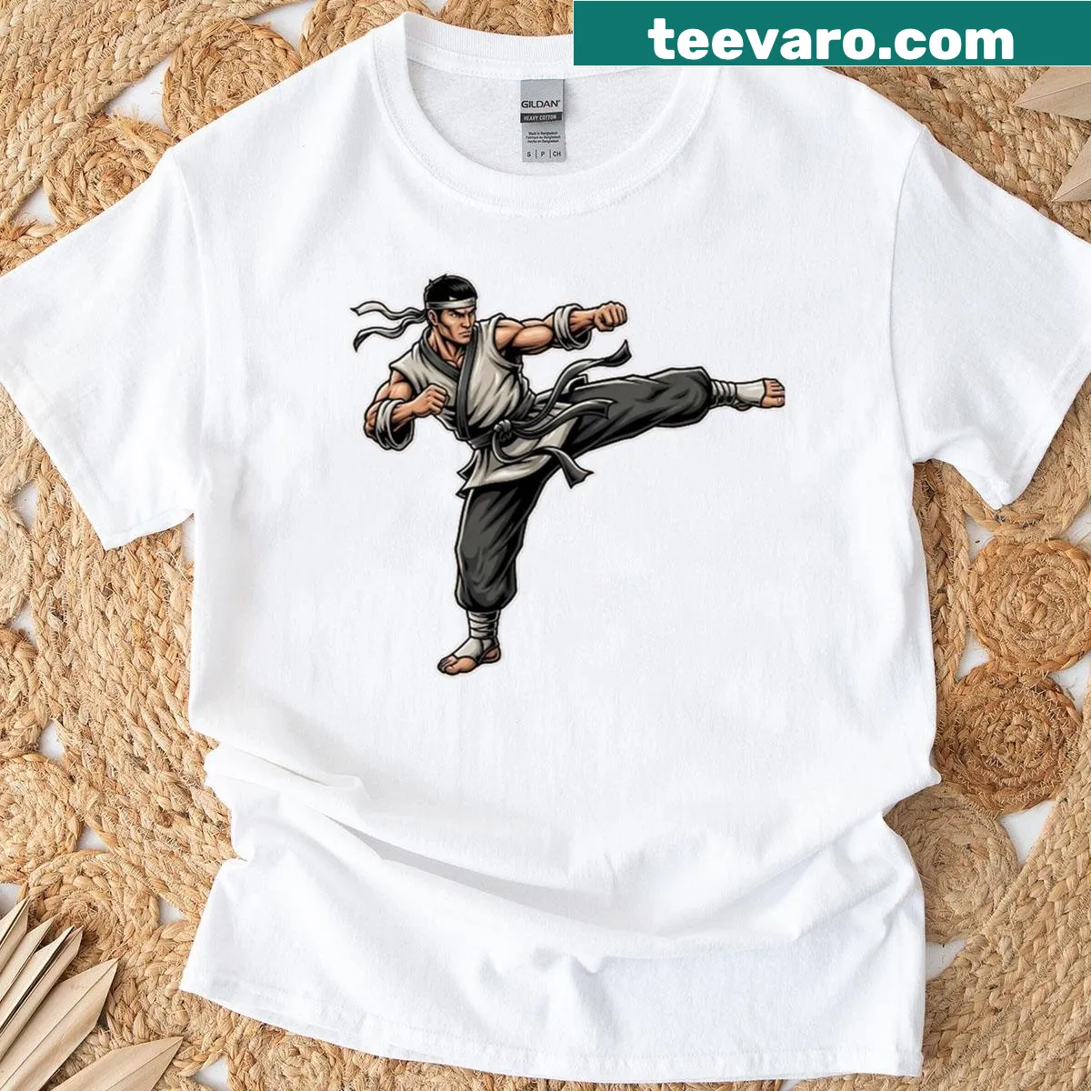 T-shirt featuring a powerful kung fu spirit design — on a men's t-shirt