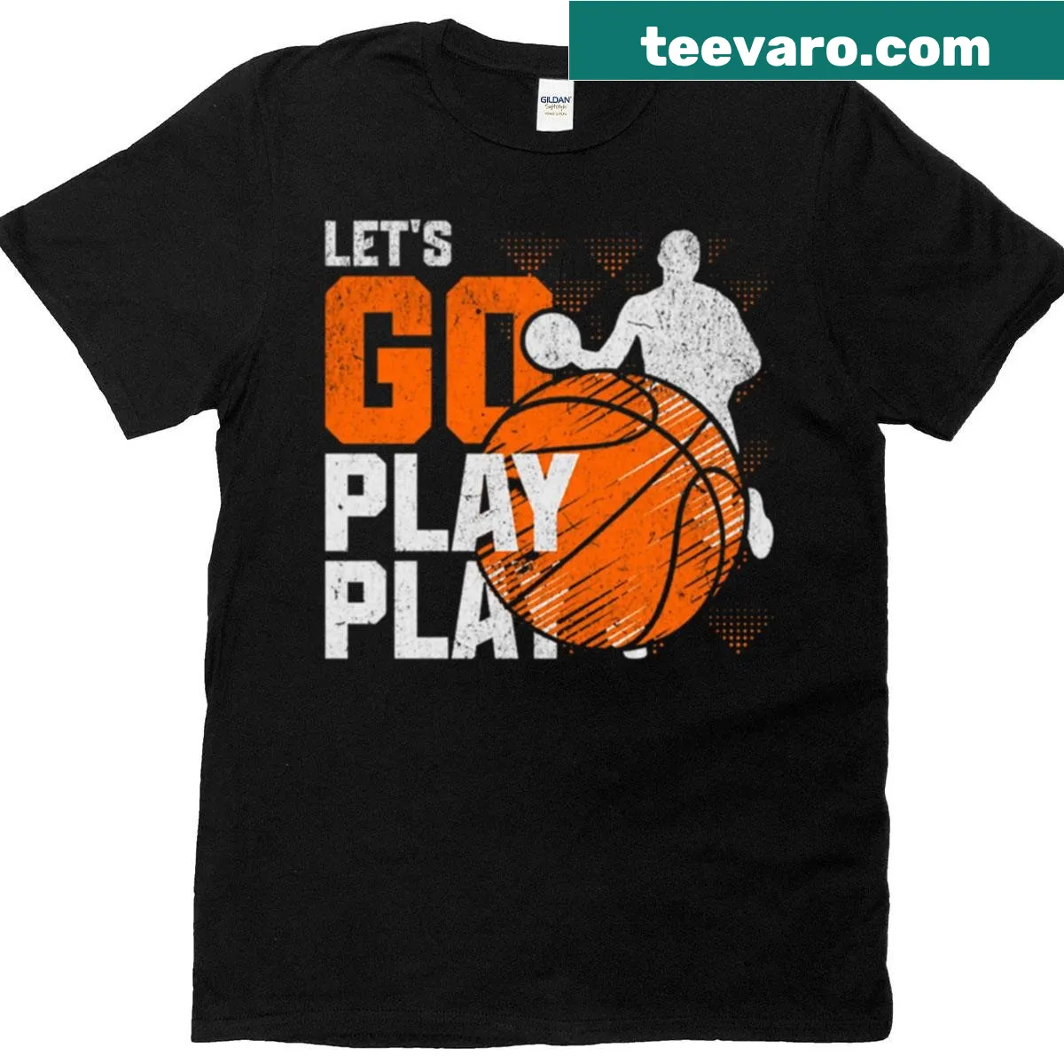 Grunge-style basketball T-shirt with energetic play design. — on a men's t-shirt