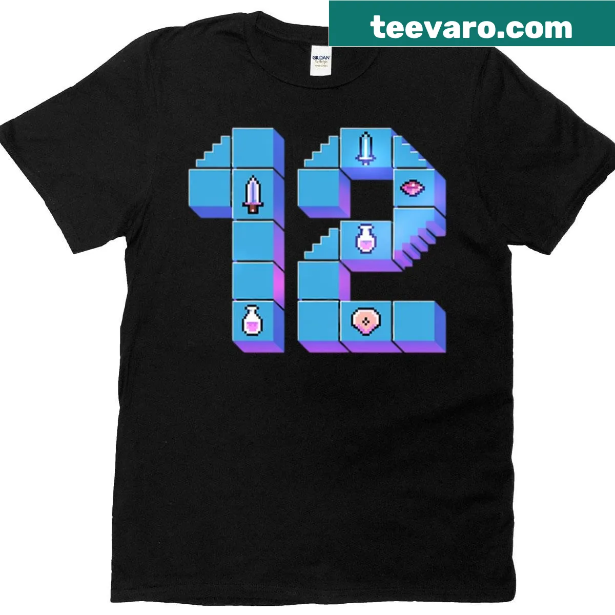 Birthday T-shirt with Level 12 Birthday Boss text — on a men's t-shirt