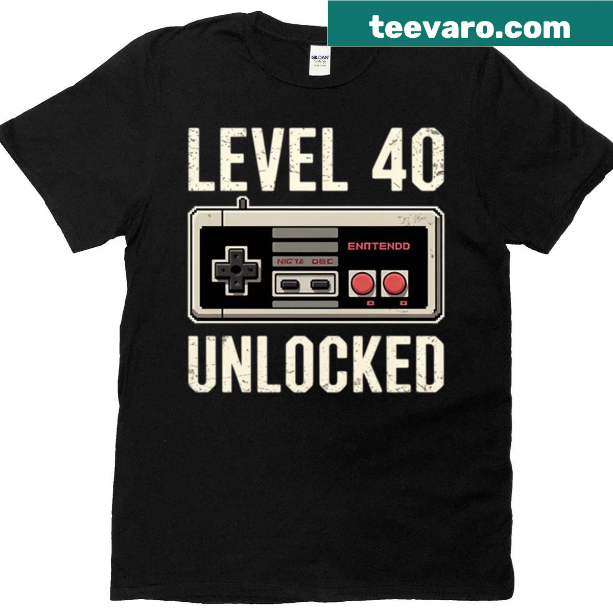Level 40 Unlocked gaming birthday t-shirt — on a men's t-shirt