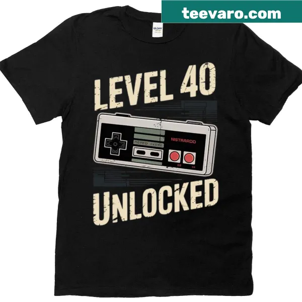 Level 40 Unlocked T-shirt with humorous gaming graphic