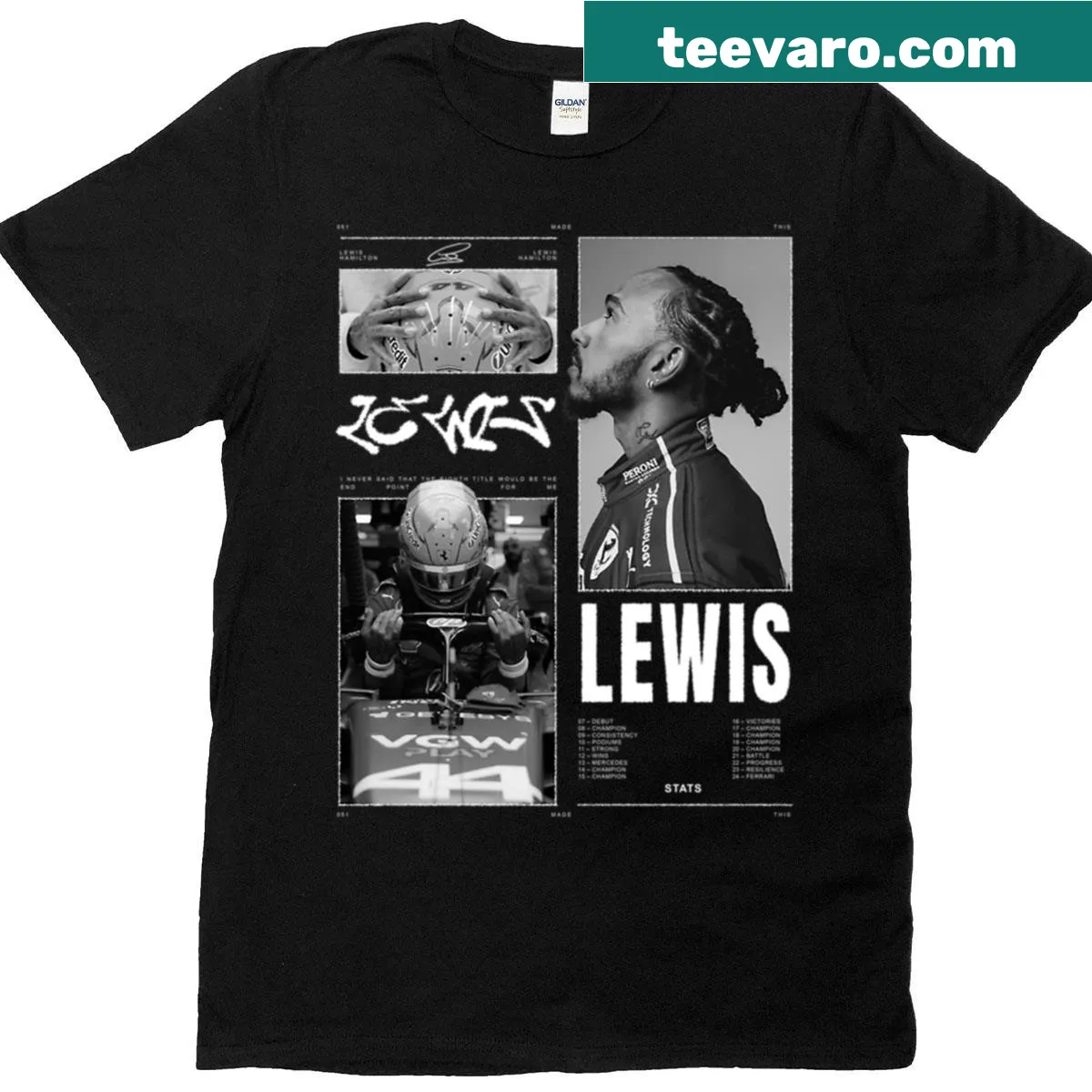 T-shirt featuring 'The Drive Within' text, celebrating Lewis Hamilton — on a men's t-shirt