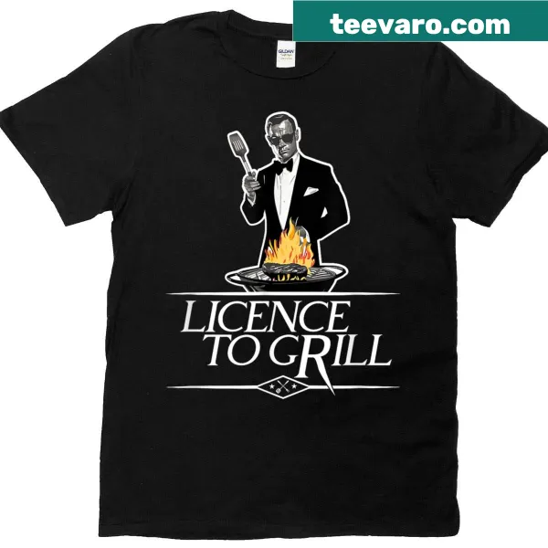 Funny t-shirt with 'License To Grill' slogan in bold typography