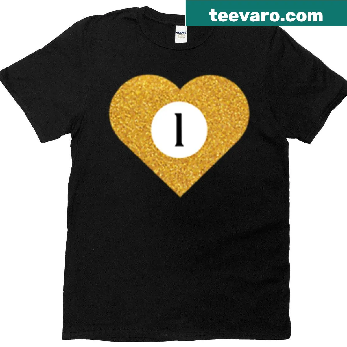T-shirt with a number one pool ball and a lucky heart graphic. — on a men's t-shirt