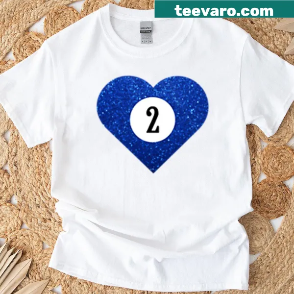 Cartoon heart-shaped number two pool ball T-shirt