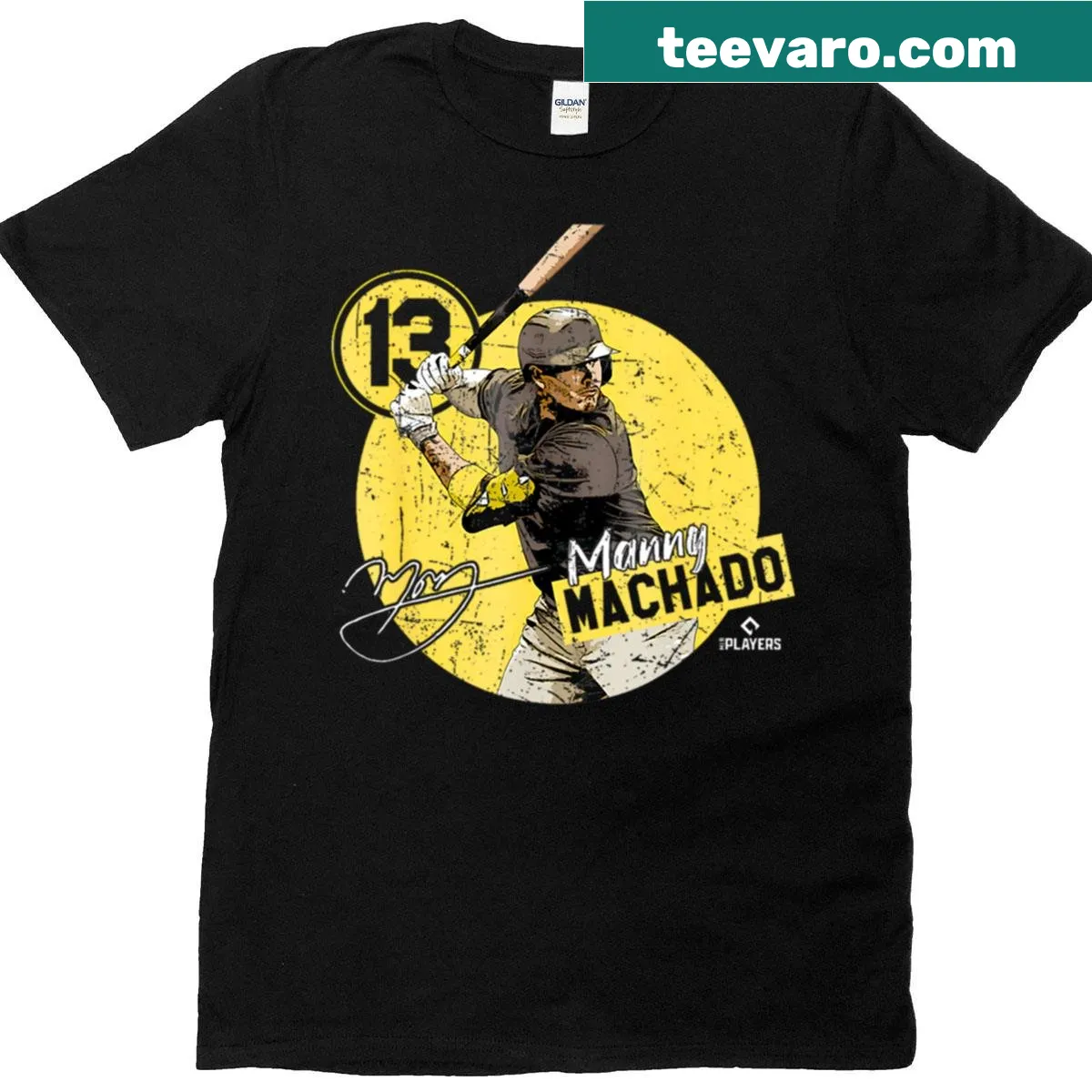 Vintage T-shirt featuring Manny Machado baseball graphic — on a men's t-shirt