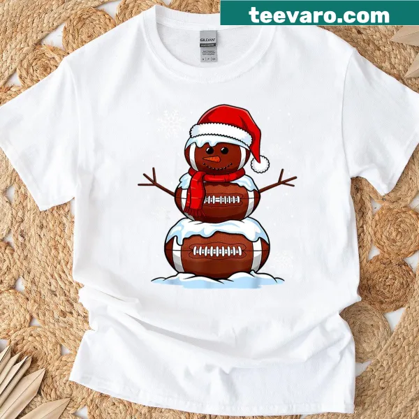 Illustration of a football snowman in a Christmas theme