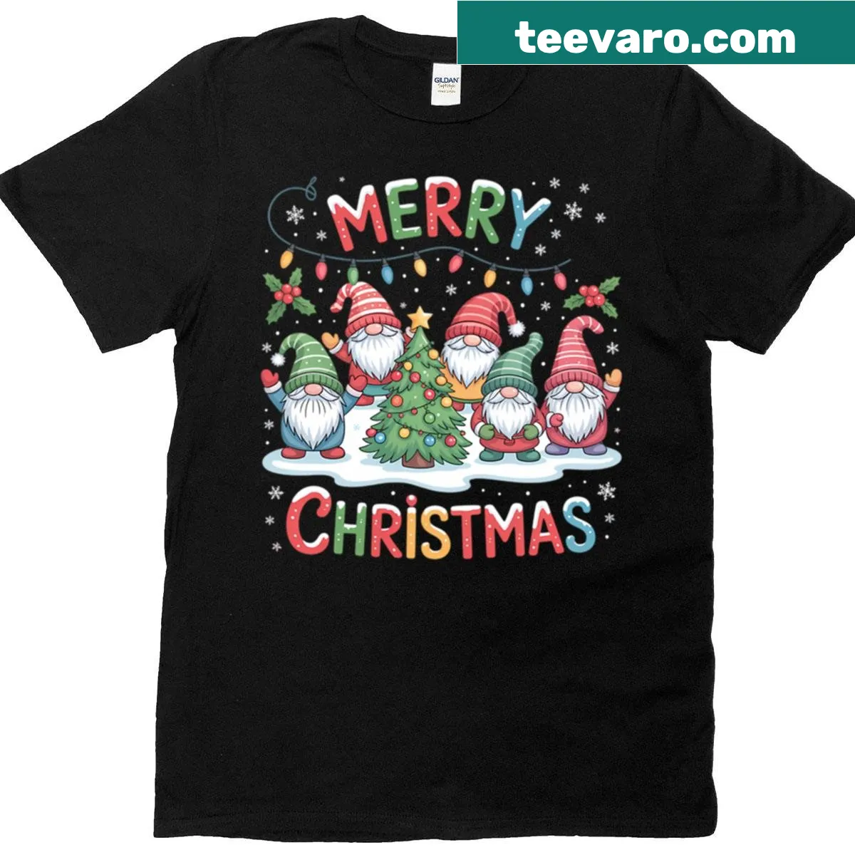 Funny Christmas gnome family t-shirt with humorous design — on a men's t-shirt