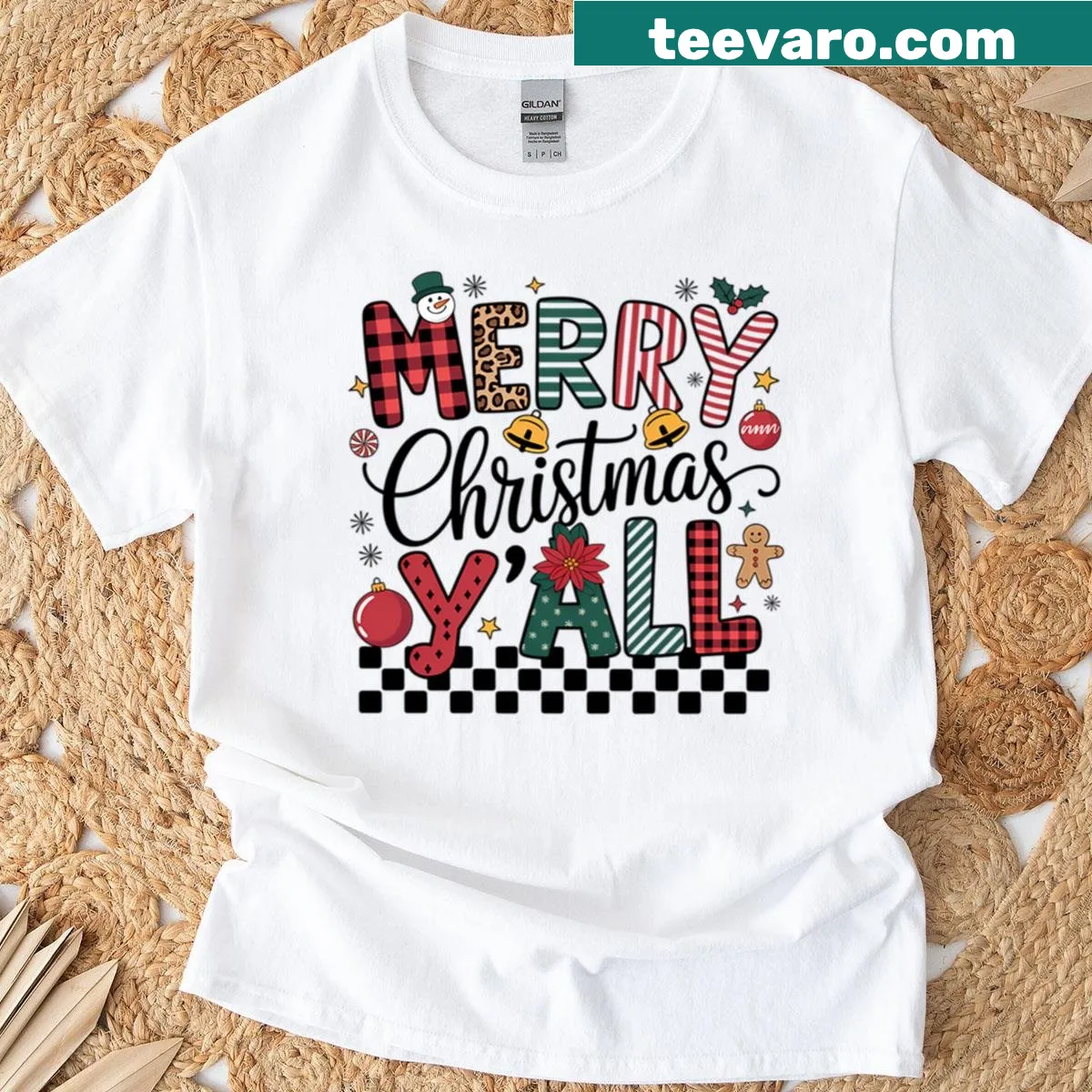 Cute Merry Christmas Y'all holiday T-shirt design — on a men's t-shirt