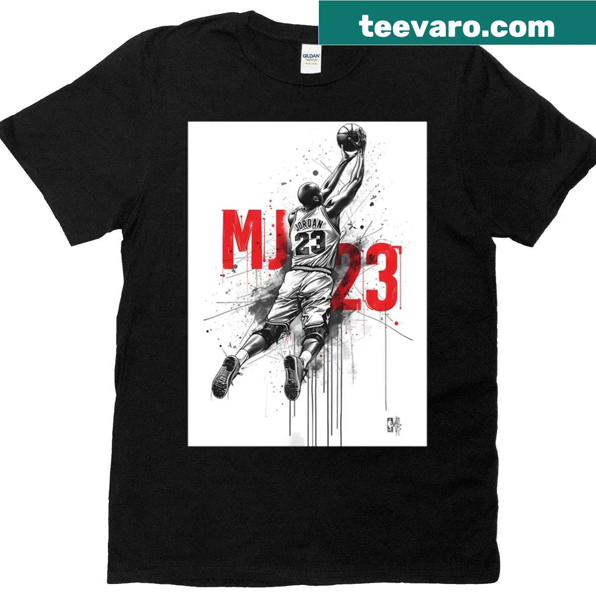 Michael Jordan graphic featuring MJ 23 on a T-shirt — on a men's t-shirt
