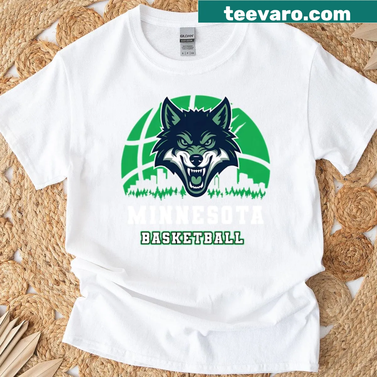Minnesota basketball-themed t-shirt with dynamic graphics — on a men's t-shirt