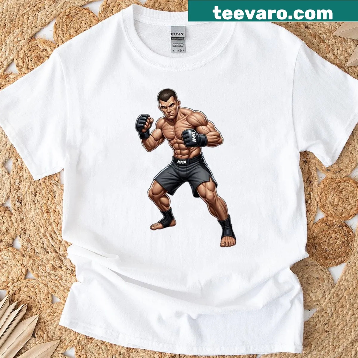 Inspirational MMA t-shirt with 'Warrior Spirit' text — on a men's t-shirt