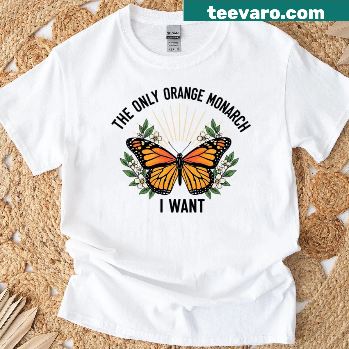 Monarch butterfly graphic T-shirt — on a men's t-shirt