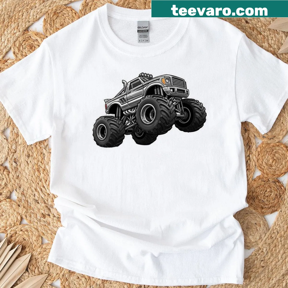 Monster truck illustration t-shirt showcasing power and excitement — on a men's t-shirt