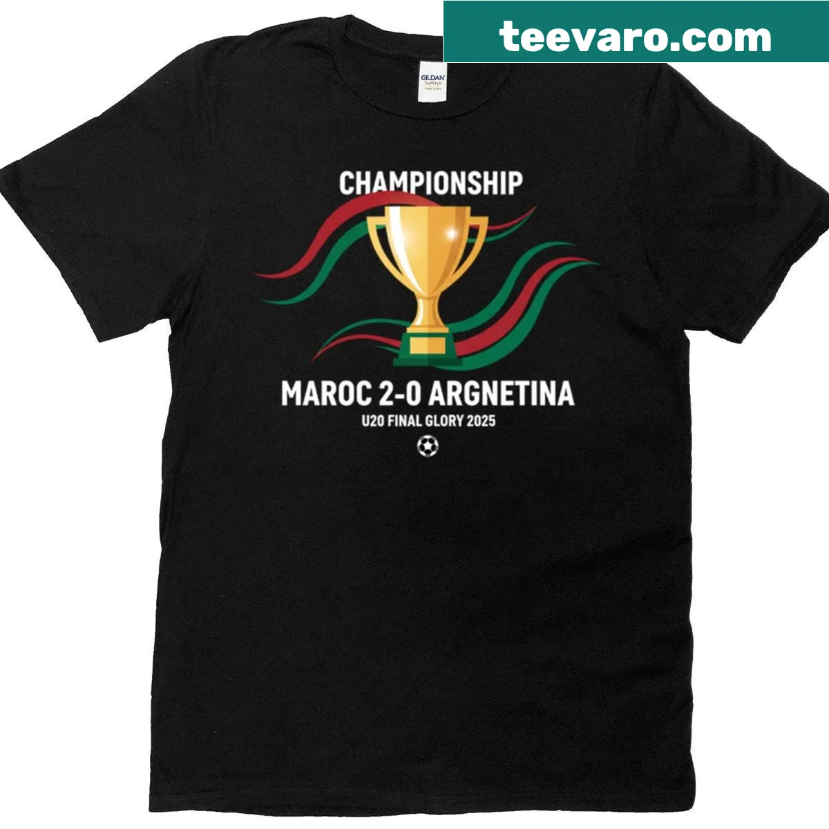 Commemorative t-shirt featuring Morocco vs Argentina U20 Final 2025 graphics — on a men's t-shirt