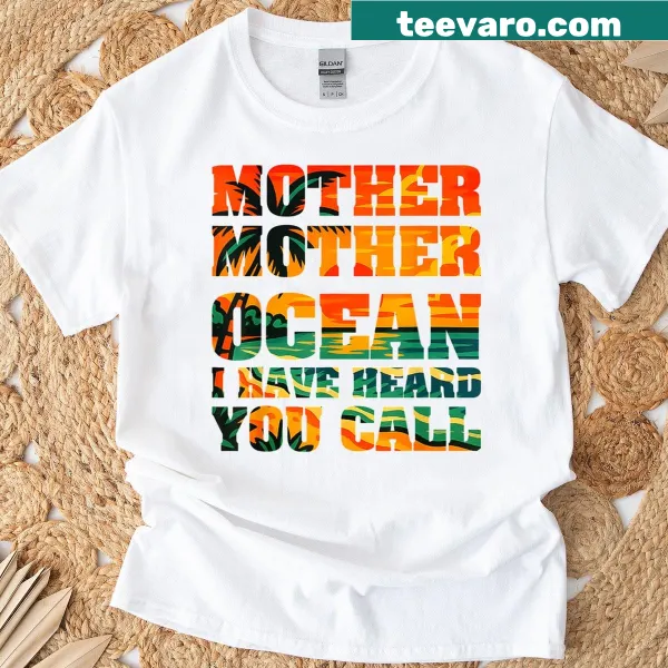 Watercolor design featuring ocean waves and 'Mother Ocean' text