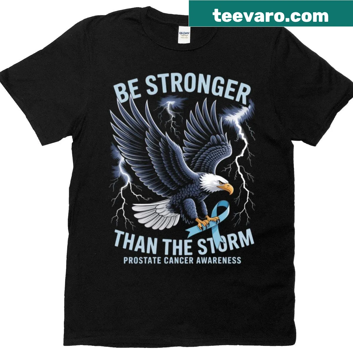 Motivational t-shirt supporting prostate cancer awareness. — on a men's t-shirt