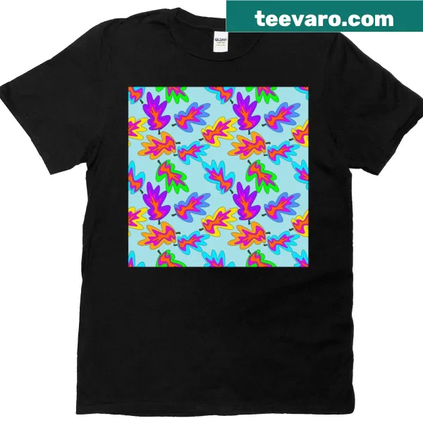 Abstract pattern t-shirt with seamless screen-printed design.