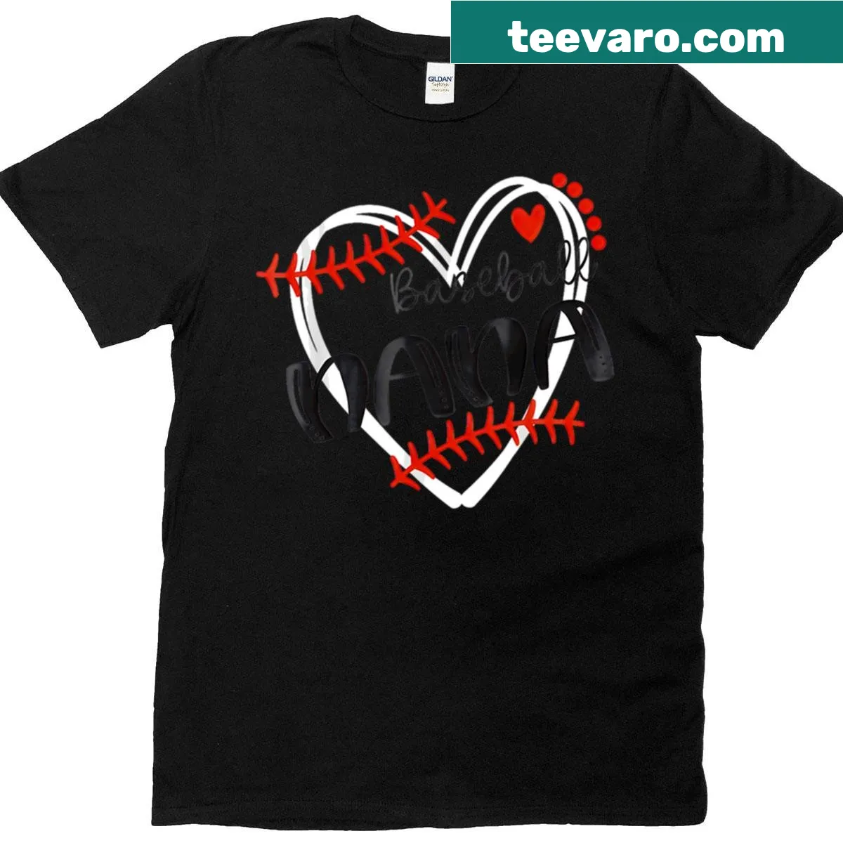 T-shirt for grandmas featuring baseball heart graphics — on a men's t-shirt