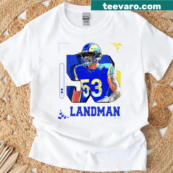 Illustration of football player Nate Landman on a T-shirt