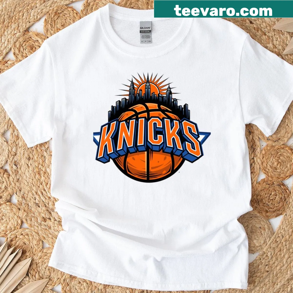 New York basketball-themed illustration on a T-shirt — on a men's t-shirt