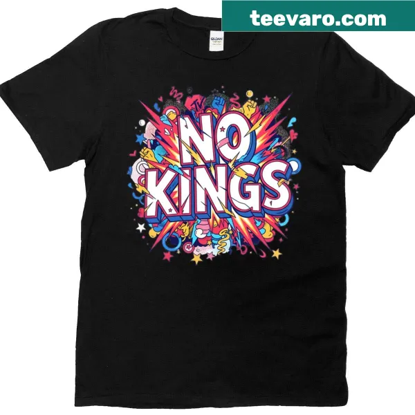 Bold typography art T-shirt with No Kings slogan