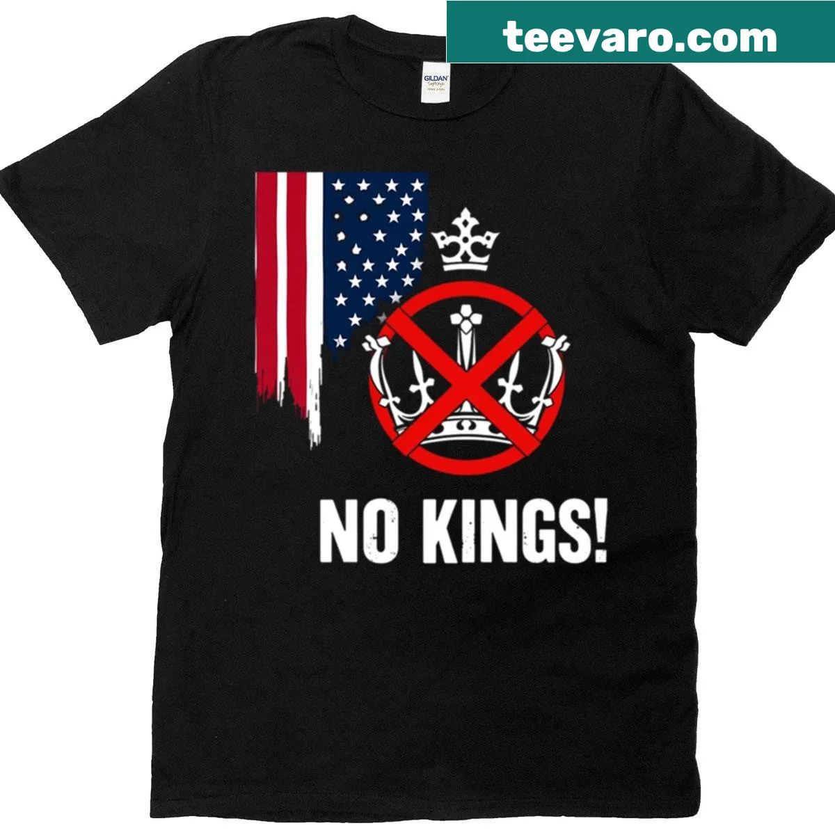 Protest-themed No Kings Portland T-shirt with impactful graphic — on a men's t-shirt