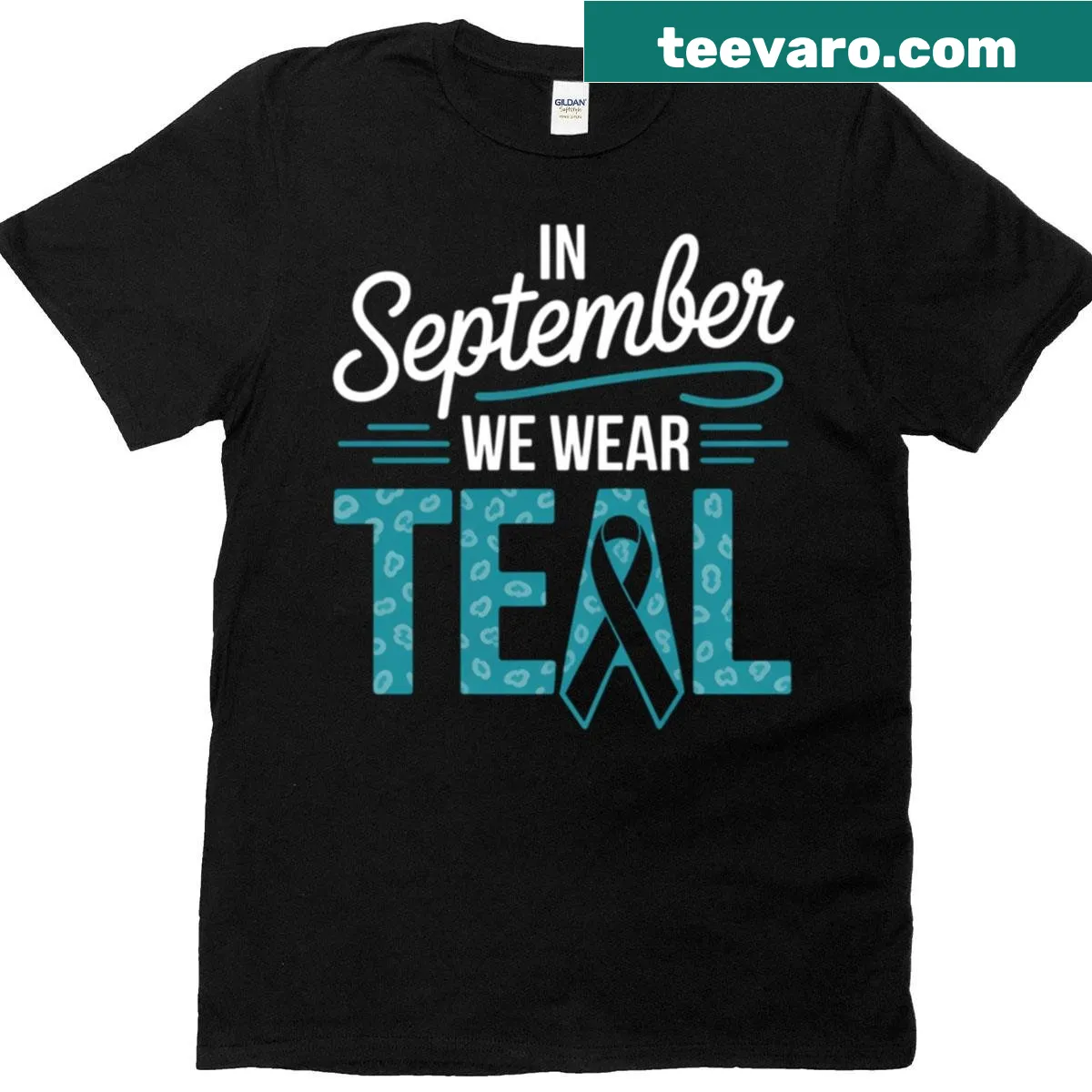 Ovarian cancer awareness themed t-shirt with a heartfelt message — on a men's t-shirt