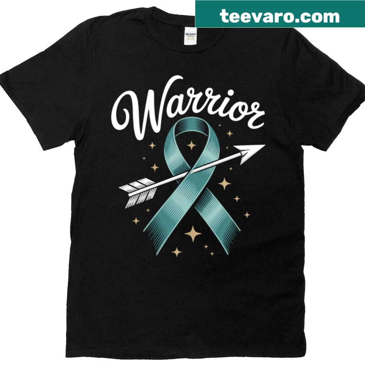 Awareness ribbon design for Ovarian Cancer Awareness Month — on a men's t-shirt