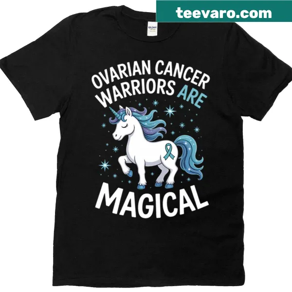 Cute unicorn ribbon design for ovarian cancer awareness t-shirt