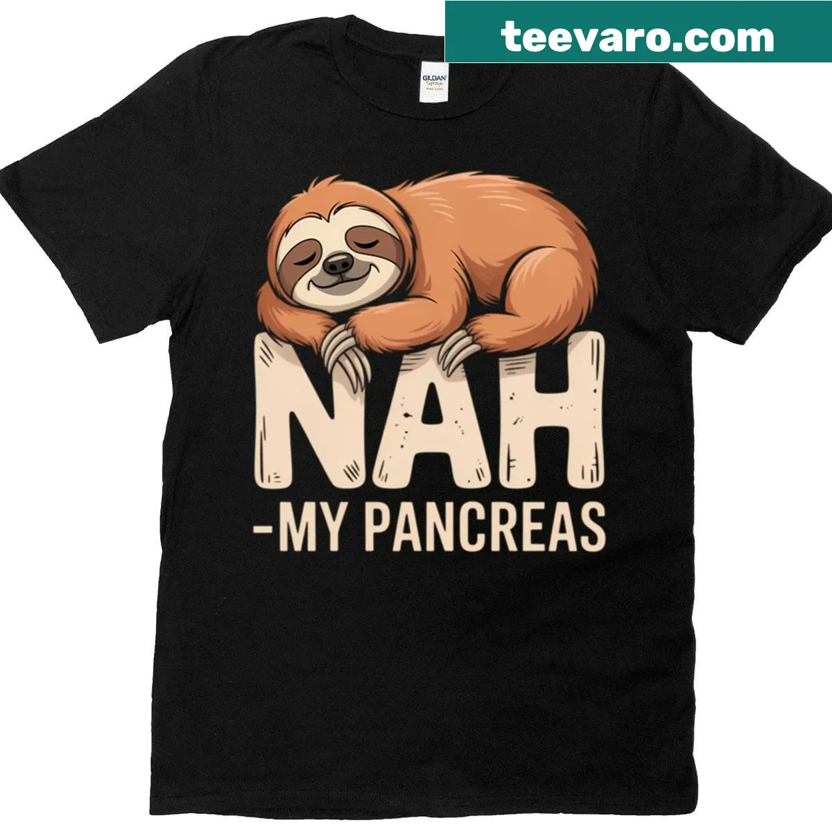 Cute sloth and pancreas illustration on t-shirt — on a men's t-shirt