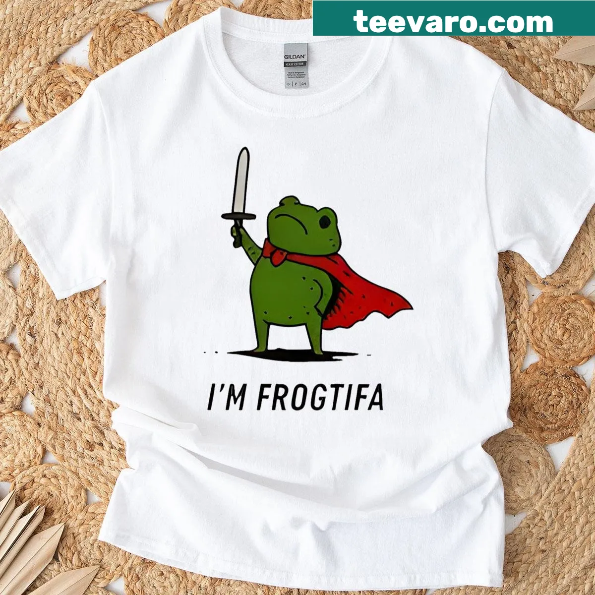 Frog illustration with the text 'I'm Frogtifa' for humorous activism — on a men's t-shirt
