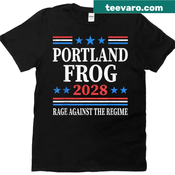 Vintage-style t-shirt with a frog and US flag design